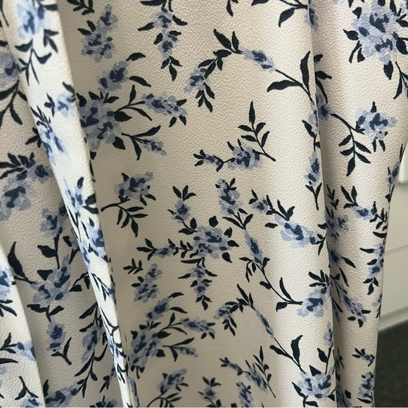 1. SLATE Blue & White Floral Sleeveless Ruffle Midi Modest Dress V-Neck Sz 8 - Picture 11 of 16